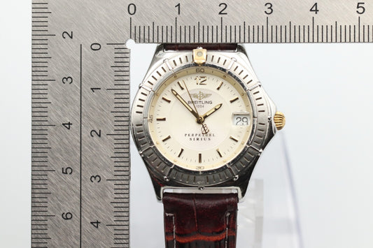 *Exc+5* Vintage BREITLING PERPETUEL SIRIUS B62022 Qz White Dial 32mm Mens Watch