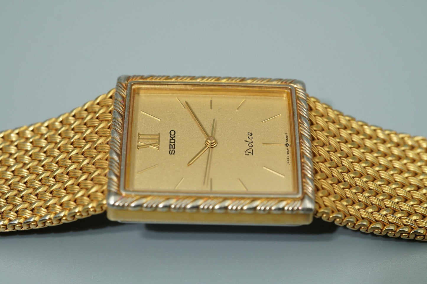 *Exc+5* Vintage 1985 SEIKO Dolce 9531-5100 Qz Gold Rectangle 25mm Women Watch