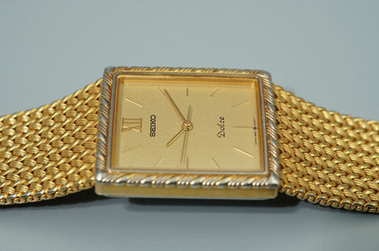 *Exc+5* Vintage 1985 SEIKO Dolce 9531-5100 Qz Gold Rectangle 25mm Women Watch