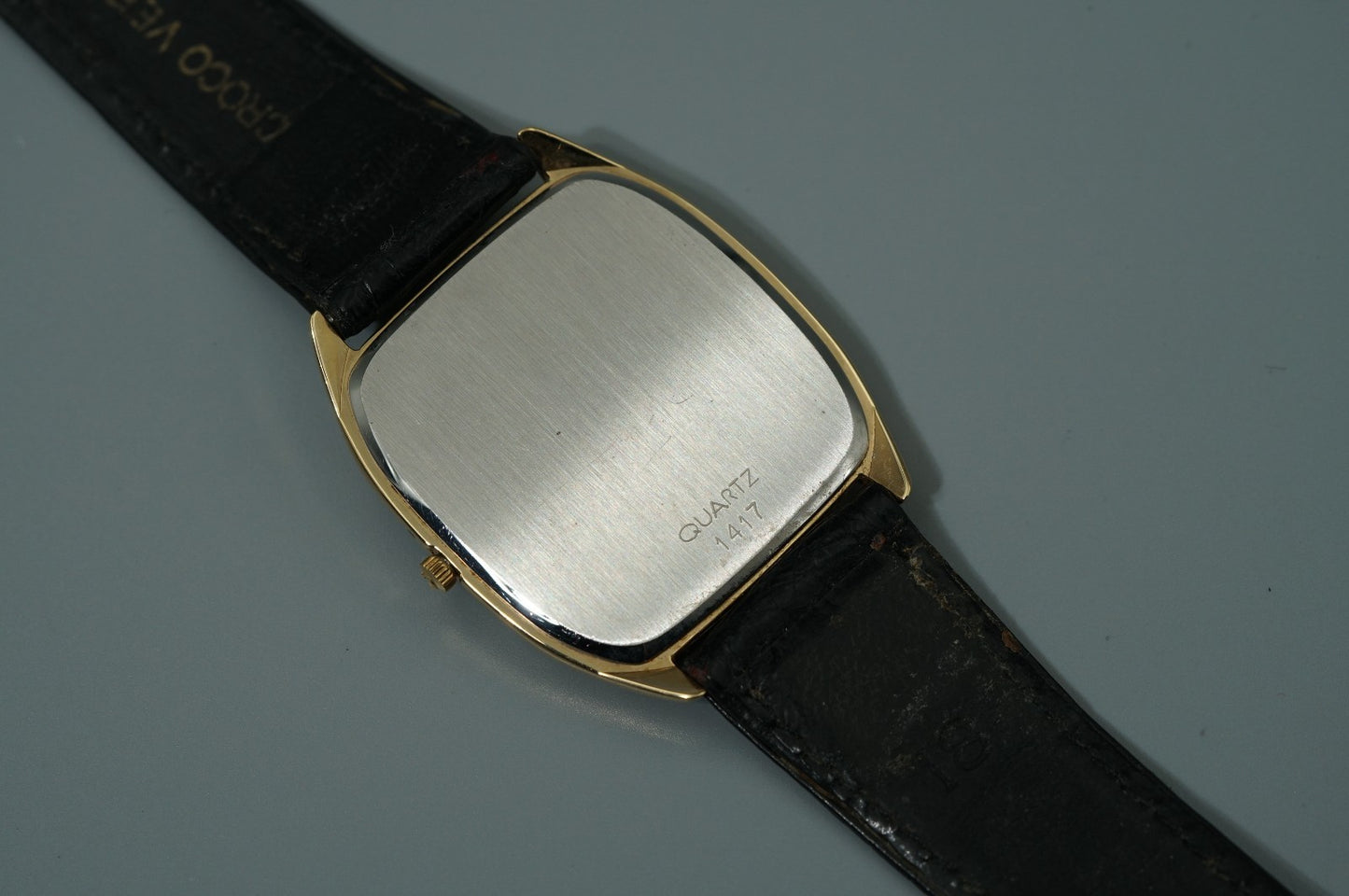 *NEAR MINT* Vintage 1982 OMEGA De Ville Cal.1417 Qz Black Square 30mm Mens Watch