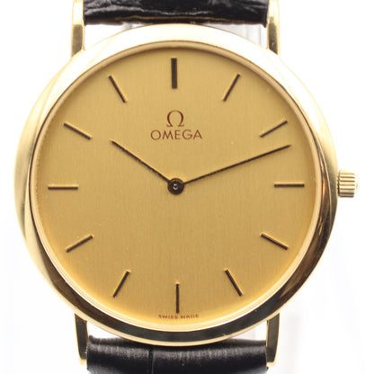 *NEAR MINT* Vintage OMEGA De Ville Cal.1378 Qz Gold Dial Round 32mm Mens Watch