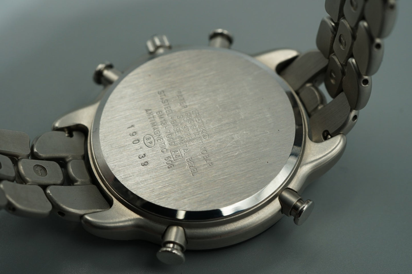 N MINT Vintage 1991 SEIKO PRESAGE  6M13-7000 Quartz Silver Round 38mm Mens Watch