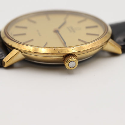 *NEAR MINT* Vintage 1980 OMEGA De Ville Cal.1330 Qz Gold Round 35mm Mens Watch