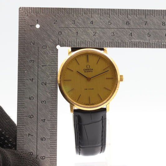 *NEAR MINT* Vintage 1980 OMEGA De Ville Cal.1330 Qz Gold Round 35mm Mens Watch