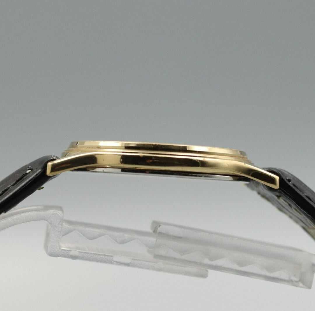 *NEAR MINT* Vintage OMEGA De Ville Cal.1417 Quartz Black Dial Mens Round Watch