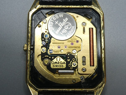 *Exc+4* Vintage 1982 OMEGA De Ville Cal.1417 Qz Gold Octagon 25mm Women Watch