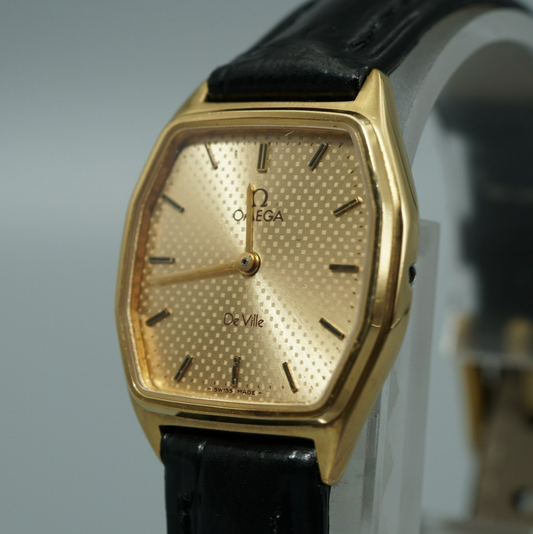 *N MINT* Vintage OMEGA De Ville Cal.1387 Quartz Gold Octagon 22mm Women Watch