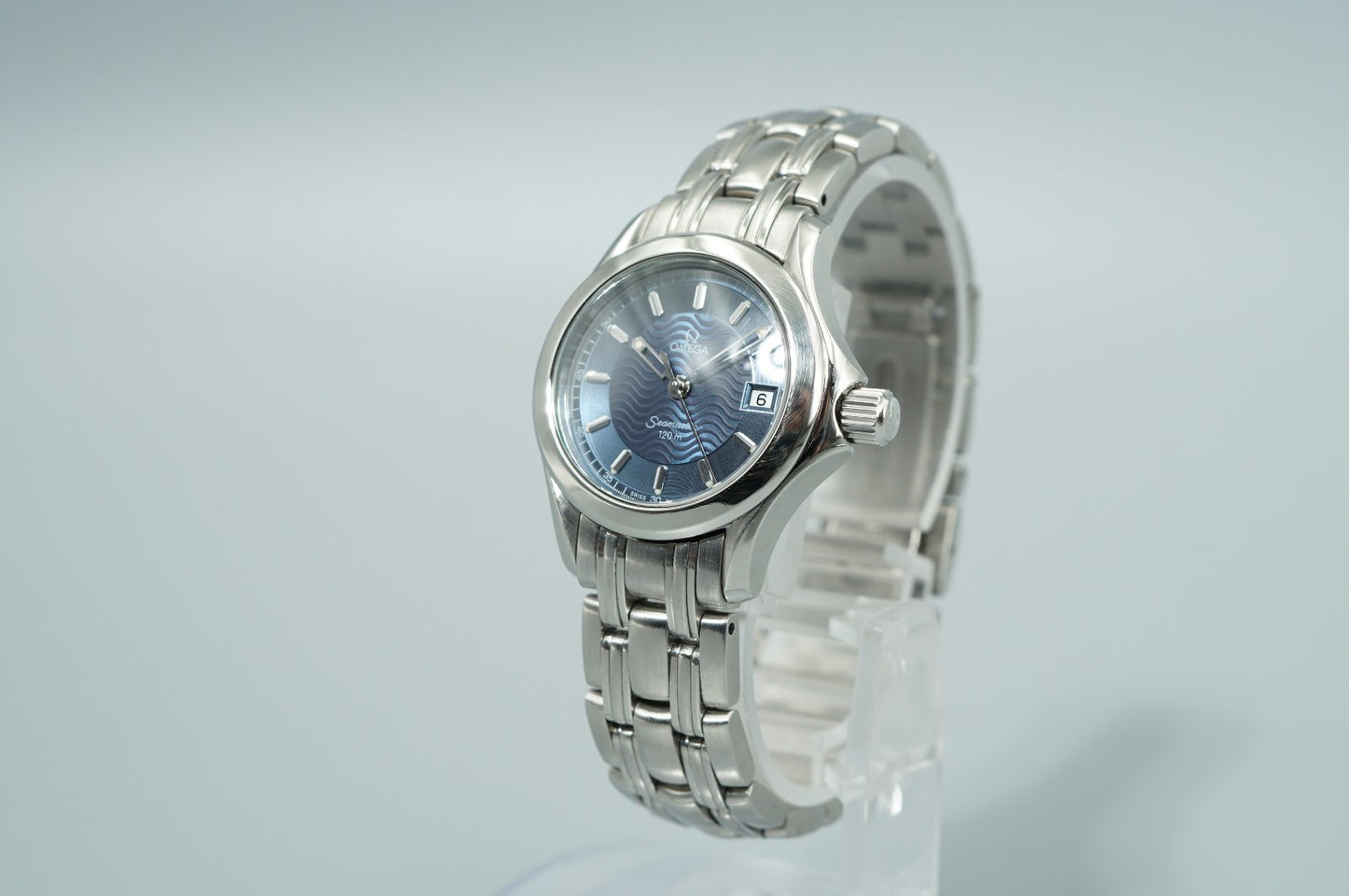 *MINT* Vintage 1998 OMEGA Seamaster Cal.1424 Quartz Blue Round 28mm Women Watch