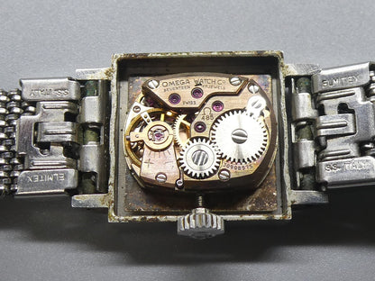 N MINT Vintage 1969 OMEGA Geneve Hand Wind Silver Square 17mm Women Watch