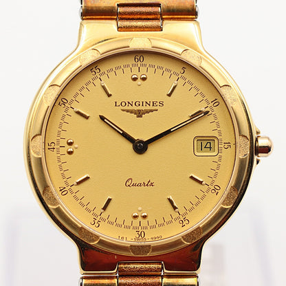 *NEAR MINT* Vintage 1990s LONGINES Conquest L161 Qz Gold Round 32mm Mens Watch