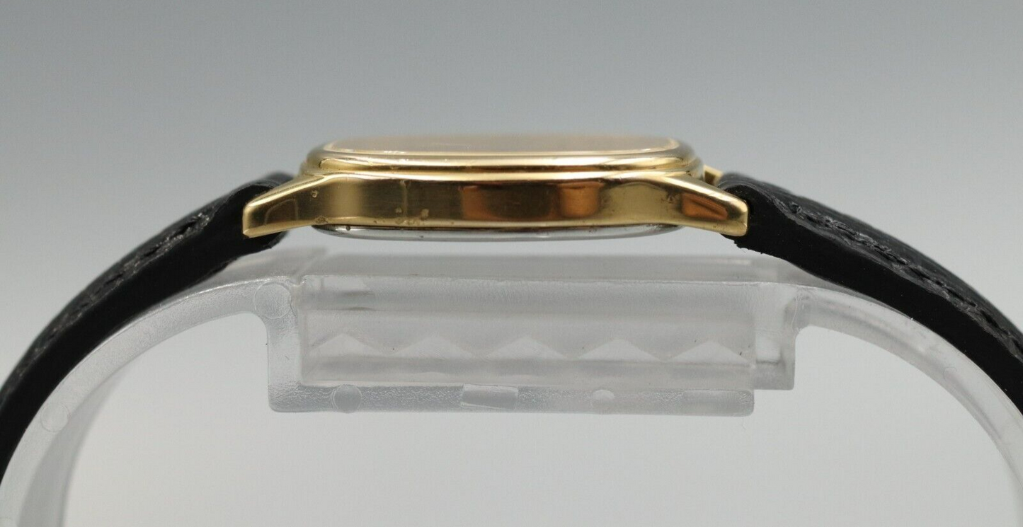 *Exc+5* Vintage OMEGA De Ville Cal.1450 Quartz Gold Dial Rectangle Women Watch