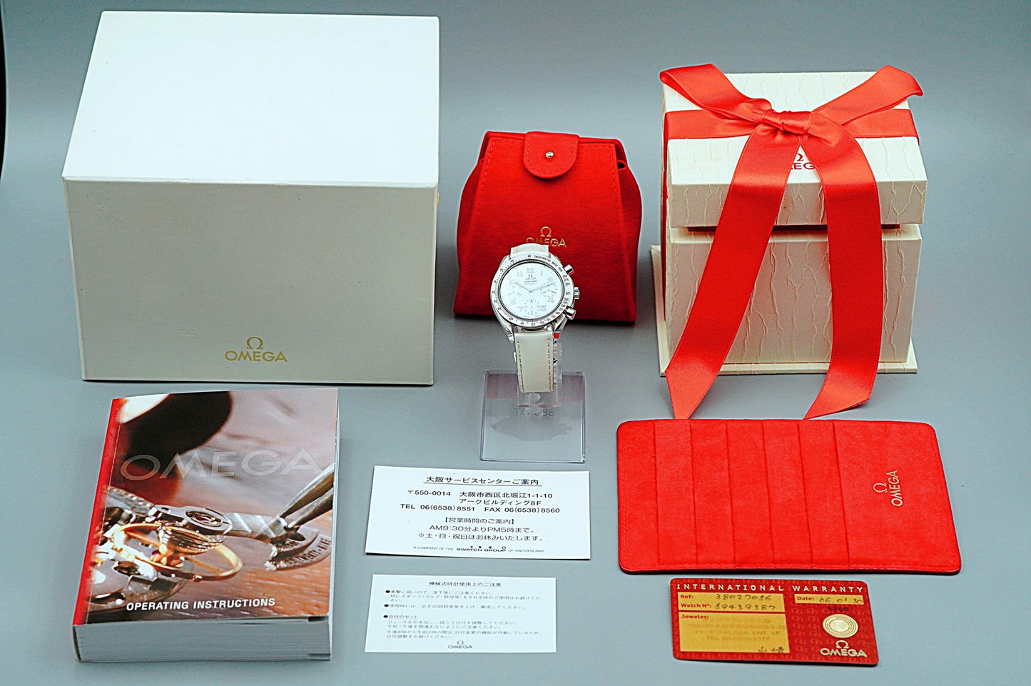 N MINT Vintage 1998 OMEGA Speedmaster 3802.70.56 Automatic White 40mm Mens Watch