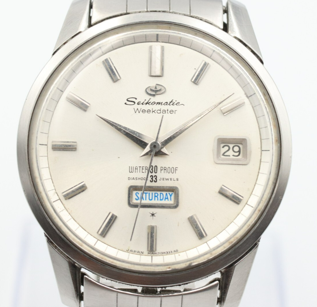 *NEAR MINT* Vintage SEIKO matic Weekdater J13080 Automatic White Dial Mens Watch