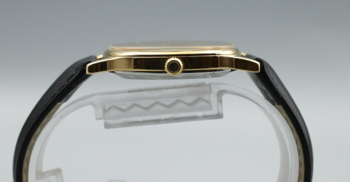 *Exc+5* Vintage OMEGA De Ville Cal.1330 Quartz Gold Dial Square Mens Watch