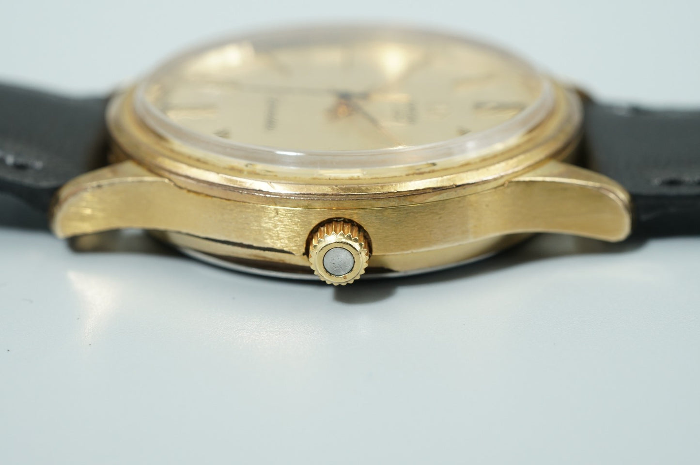 *Exc+5* Vintage 1977 OMEGA Seamaster Cal.1342 Qz Gold Dial Round 35mm Mens Watch