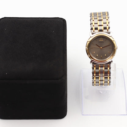 *Exc+5* Vintage 1990s SEIKO CREDOR 9571-6050 Qz Gray Dial Round 31mm Mens Watch