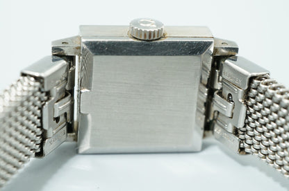 N MINT Vintage 1969 OMEGA Geneve Hand Wind Silver Square 17mm Women Watch