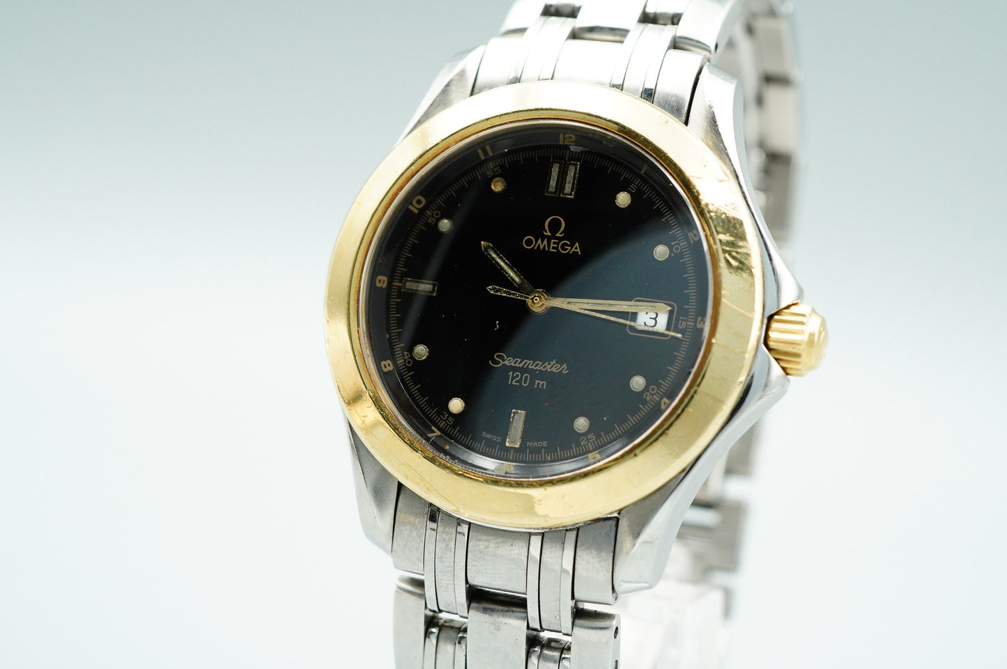 *Exc+5* Vintage 1990s OMEGA Seamaster Cal.1438 196.1501 Qz Black 36mm Mens Watch