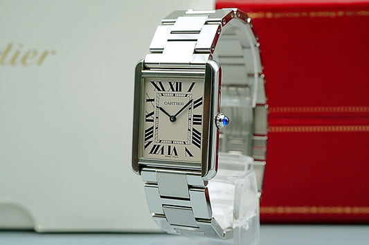 *Exc+5* Cartier Tank Solo W5200014 3169 Quartz Silver 27mm Mens Watch