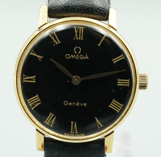 *NEAR MINT* Vintage 1975 OMEGA Geneve Cal.625 Hand Wind Black 25mm Women Watch