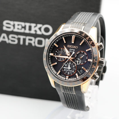 *Exc+5 Box & Paper* SEIKO ASTRON 5X53-0AB0 Solar Black Dial 43mm Mens Watch