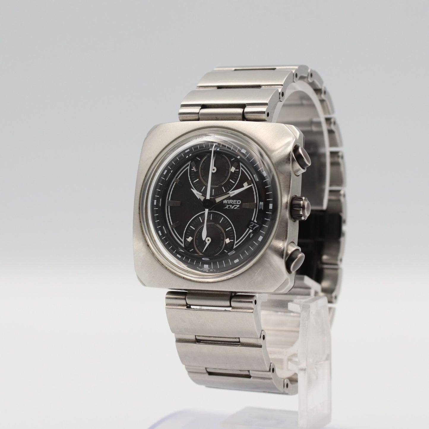 *NEAR MINT* SEIKO WIRED XYZ 7T94-0AC0 Quartz Black Round 35mm Mens Watch