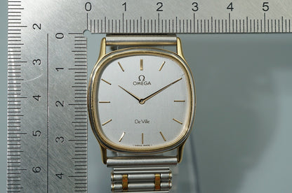 *Exc+5* Vintage 1977 OMEGA De Ville Cal.1365 Qz Silver Square 31mm Mens Watch